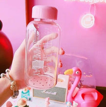 Load image into Gallery viewer, TECHOME Cartoon Lovely Pink Bottle Transparent Drinking Bottle Strawberry Glass Water Bottle Student Portable Outdoor Bottle