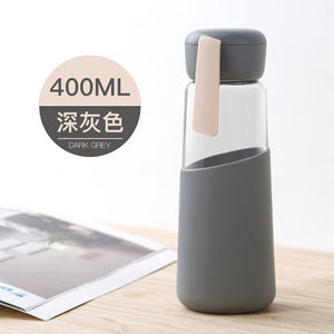 Travel drink ware Portable bottle new design glass bottle Transparent bottle water tea glass drinking bottle with silicone set
